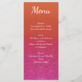 Pink & Orange Bright Ombre Mandala Wedding Menükarte (Vorderseite)