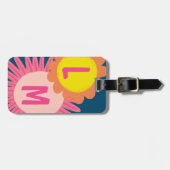 Pink Orange Daisy Blume KUSTOMIZIERTE INITIALE Gepäckanhänger (Vorderseite horizontal)