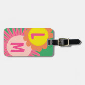 Pink Orange Daisy Blume KUSTOMIZIERTE INITIALE Gepäckanhänger (Vorderseite horizontal)