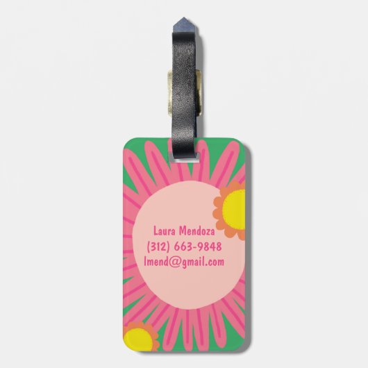 Pink Orange Daisy Blume KUSTOMIZIERTE INITIALE Gepäckanhänger (Rückseite vertikal)