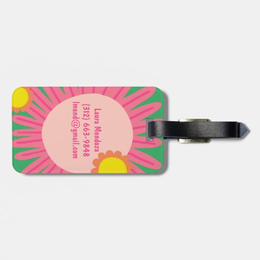 Pink Orange Daisy Blume KUSTOMIZIERTE INITIALE Gepäckanhänger (Rückseite horizontal)