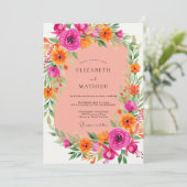 Pink Orange Energetic Summer Wedding Einladung (Stehend Vorderseite)