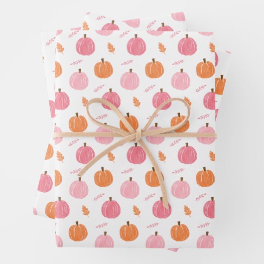 Pink Orange Fall Pumpkin Blätter Muster (Beispiel)