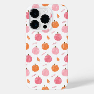 Pink Orange Fall Pumpkin Blätter Muster Case-Mate iPhone 14 Pro Hülle