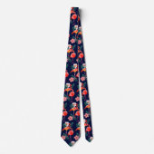 Pink Orange Flamingo Muster auf Navy Blue Krawatte (Vorderseite)