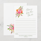 Pink Orange Floral Advice for the Bride Card (Vorne/Hinten)
