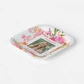 Pink Orange Floral Graduation Party Photo 2026 Pappteller (Gewinkelt)