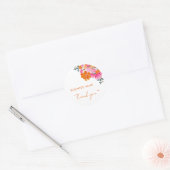 Pink Orange Floral Herz Kleines Unternehmen Vielen Runder Aufkleber (Umschlag)