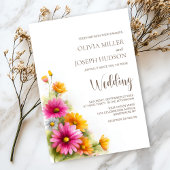 Pink Orange Floral Wedding Einladung