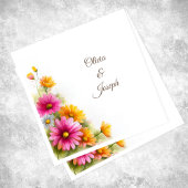 Pink Orange Floral Wedding Serviette