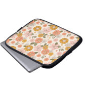 Pink & Orange Flower Garden Pattern Laptopschutzhülle (Vorne Knopf)