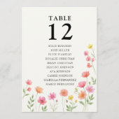Pink Orange Flower Table Number Seating Chart Card Einladung (Vorderseite)