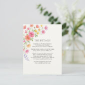 Pink Orange Flowers Wedding Details Begleitkarte (Stehend Vorderseite)