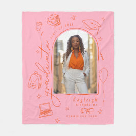 Pink Orange Foto Graduate Fleecedecke