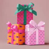 Pink & Orange Funky Evil Eye Pattern Holiday Gesch Geschenkpapier Set