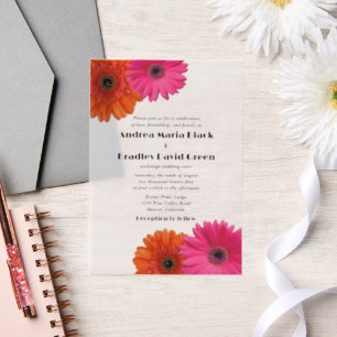 Pink Orange Gerbera Gerber Daisy Wedding Pergament Einladungen