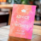 Pink Orange Grad Cap Abschluss Beratung und Wünsch Sockelschild