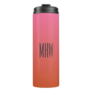 Pink Orange Gradient Custom Monogram Tumbler Thermosbecher