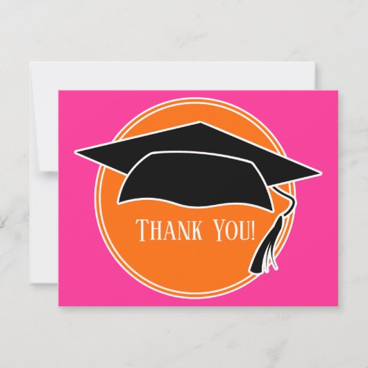 Pink Orange Graduation Cap Danke (Vorderseite)