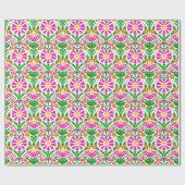 Pink Orange Green Blooms Cheer Gift Geschenkpapier (Flach)