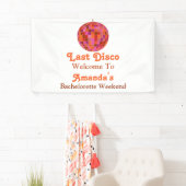 Pink Orange Groovy Letzte Disko Bachelorette Herzl Banner (Insitu)