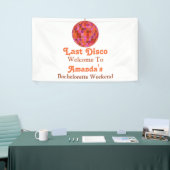 Pink Orange Groovy Letzte Disko Bachelorette Herzl Banner (Messeveranstaltung)