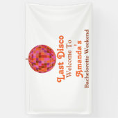 Pink Orange Groovy Letzte Disko Bachelorette Herzl Banner (Vertikal)