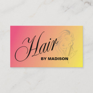 Pink-Orange-Hairstylist QR-Code Geschäftskarte Visitenkarte