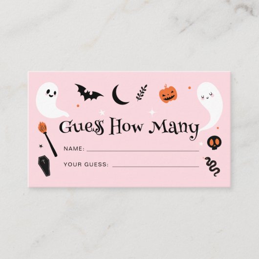 Pink Orange Halloween Kinderdusche schätzt wie vie Begleitkarte (Vorderseite)