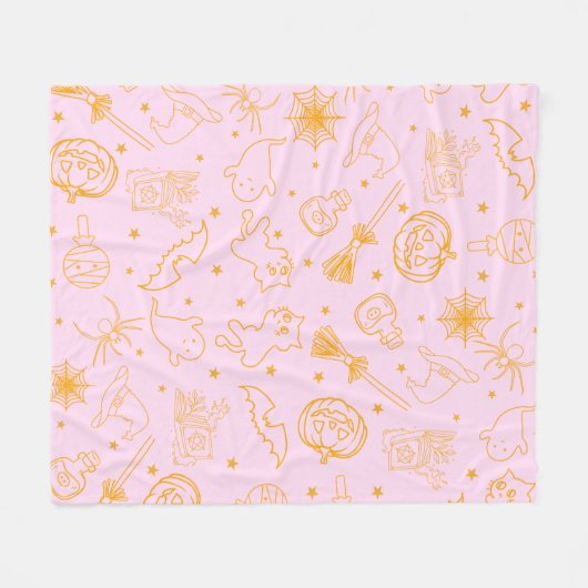 Pink & Orange Halloween Muster Fleecedecke (Vorderseite (Horizontal))