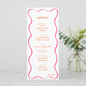 Pink & Orange Hand Drawn Curvy Border Wedding Menu Menükarte (Stehend Vorderseite)