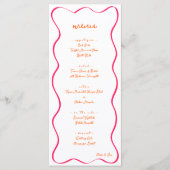 Pink & Orange Hand Drawn Curvy Border Wedding Menu Menükarte (Vorderseite)