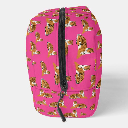 Pink Orange Jungle Tiger Animal Pattern School Waschbeutel (Rechts)