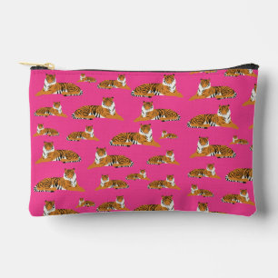 Pink Orange Jungle Tiger Animal Pattern School Zubehörtasche