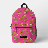 Pink Orange Jungle Tiger Tiermuster Bedruckter Rucksack (Vorderseite)