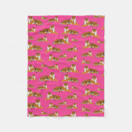 Pink Orange Jungle Tiger Tiermuster Fleecedecke