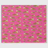Pink Orange Jungle Tiger Tiermuster Geschenkpapier (Flach)