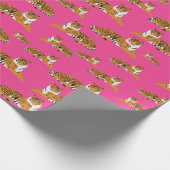 Pink Orange Jungle Tiger Tiermuster Geschenkpapier (Ecke)