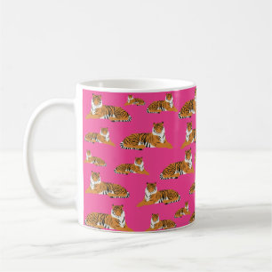 Pink Orange Jungle Tiger Tiermuster Kaffeetasse
