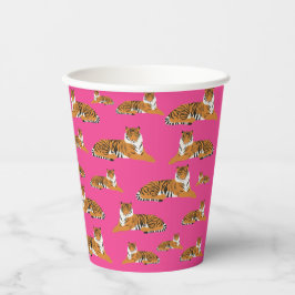 Pink Orange Jungle Tiger Tiermuster Pappbecher