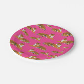 Pink Orange Jungle Tiger Tiermuster Pappteller (Schrägansicht)