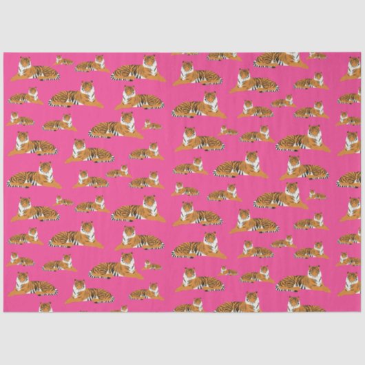 Pink Orange Jungle Tiger Tiermuster Seidenpapier (Vorderseite)