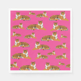 Pink Orange Jungle Tiger Tiermuster Serviette