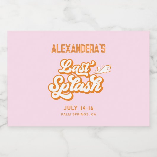 Pink Orange Last Splash Bachelorette Schaumweinetikett (Einzelnes Label)