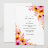 Pink Orange Luminous Summer Wedding Einladung (Vorne/Hinten)