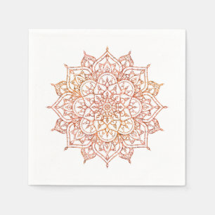 Pink & Orange Mandala auf weißem Glam Serviette