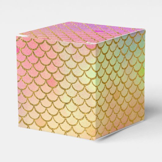 Pink & Orange Meerjungfrau Muster Geburtstagsparty Geschenkschachtel (Vorderseite)