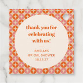 Pink Orange Mid Century Custom Brautparty Danke Geschenkanhänger (Rückseite)