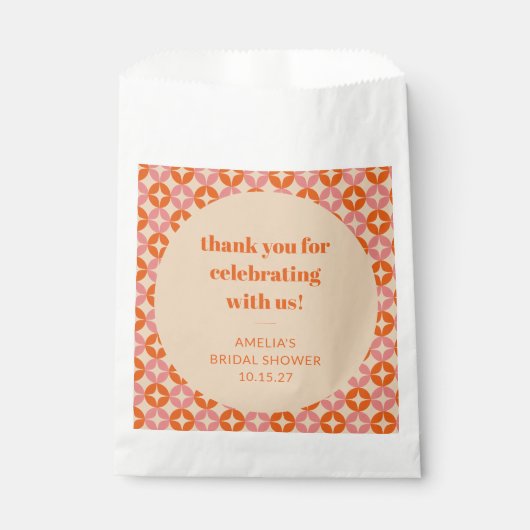Pink Orange Mid Century Custom Brautparty Danke Geschenktütchen (Vorderseite)