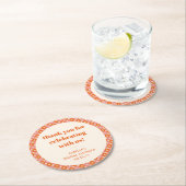 Pink Orange Mid Century Custom Brautparty Danke Runder Pappuntersetzer (Vor Ort)